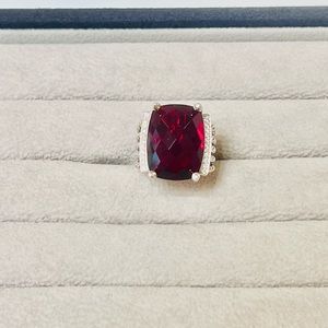 David Yurman Wheaton Diamonds and Garnet Ladies Ring , Size 7